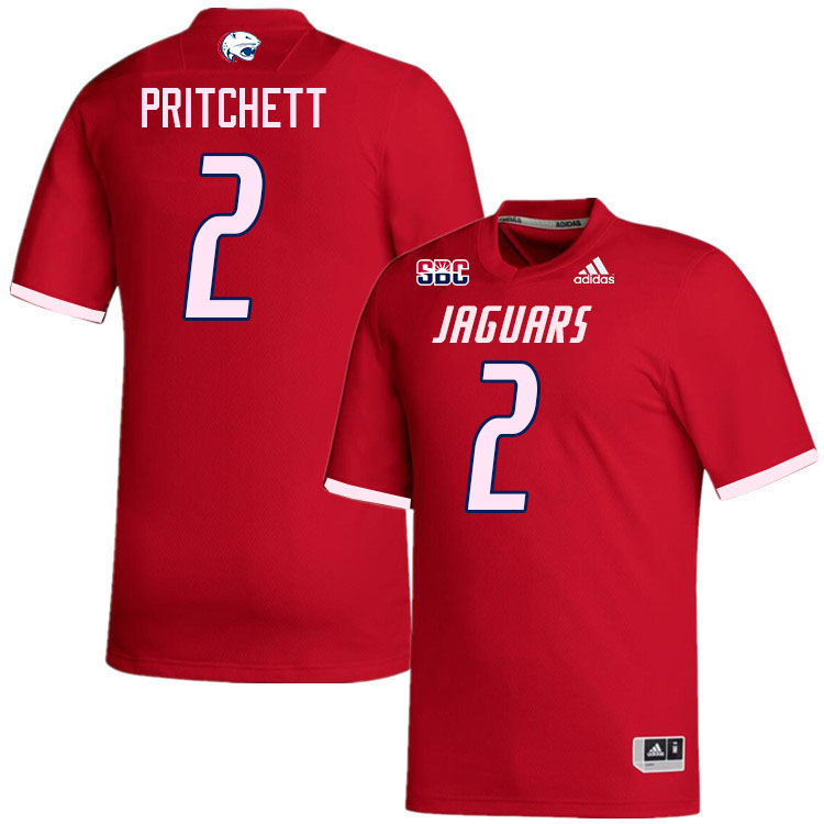 #2 Jamaal Pritchett South Alabama Jaguars Jerseys,College Football Uniforms,Apparels Stitched-Red